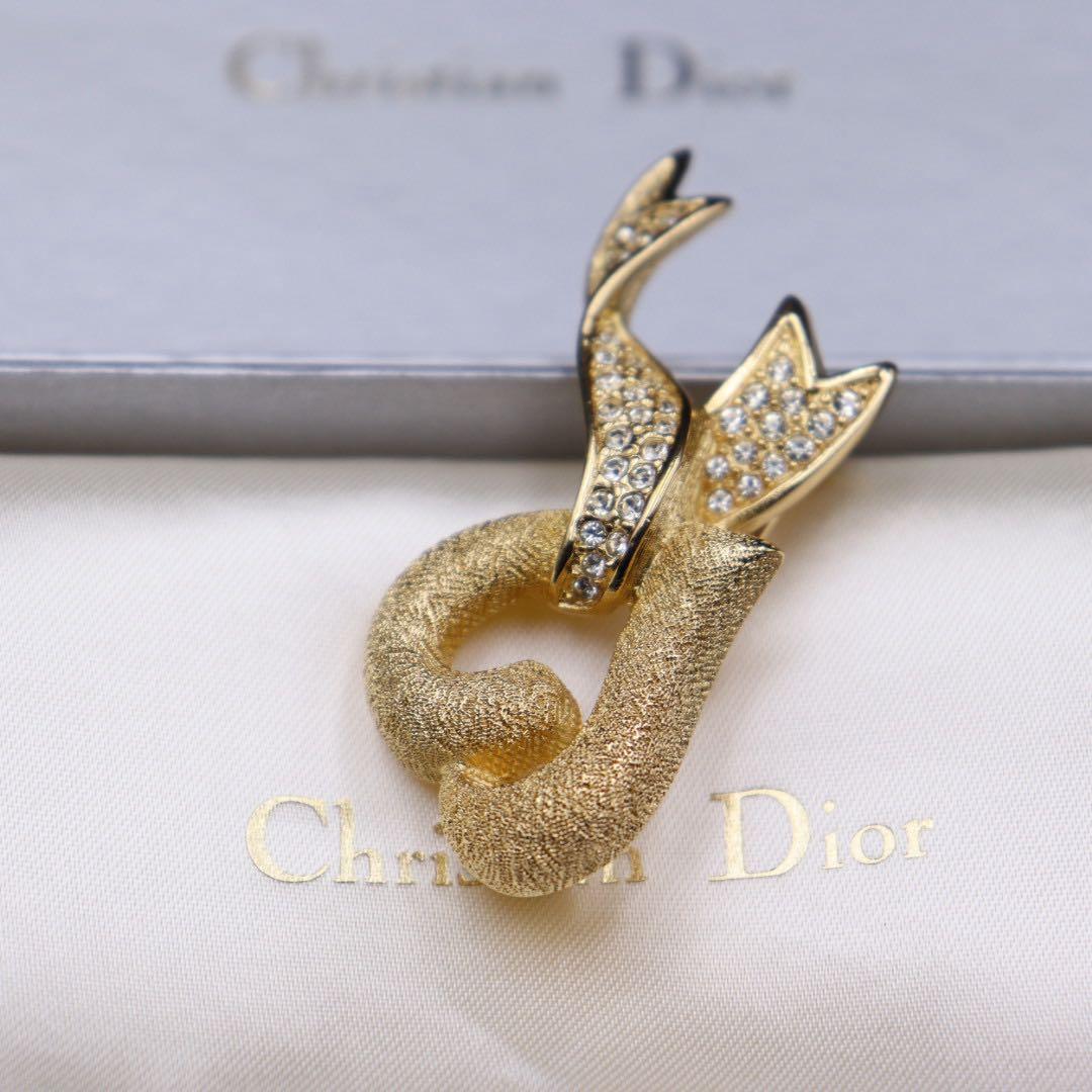 極美品❁︎ディオール ハート リボン ブローチ