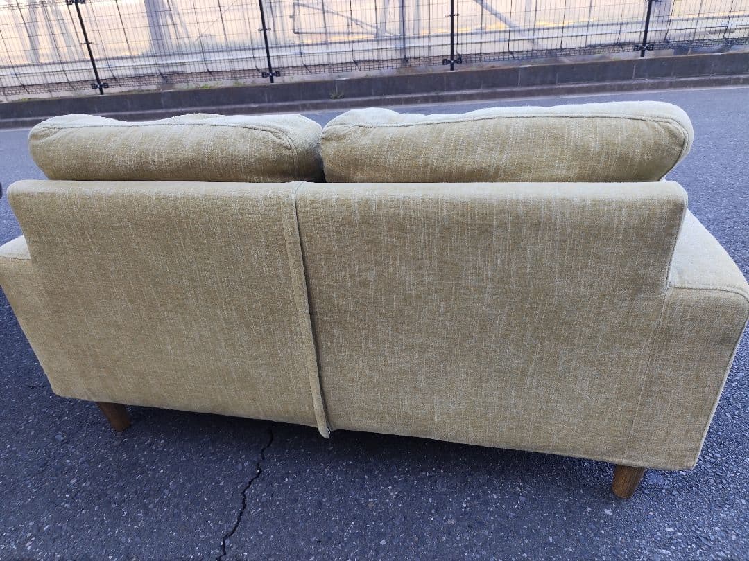 【関東限定】関家具 2人掛けソファ 北欧風 ライトグリーン 136cm