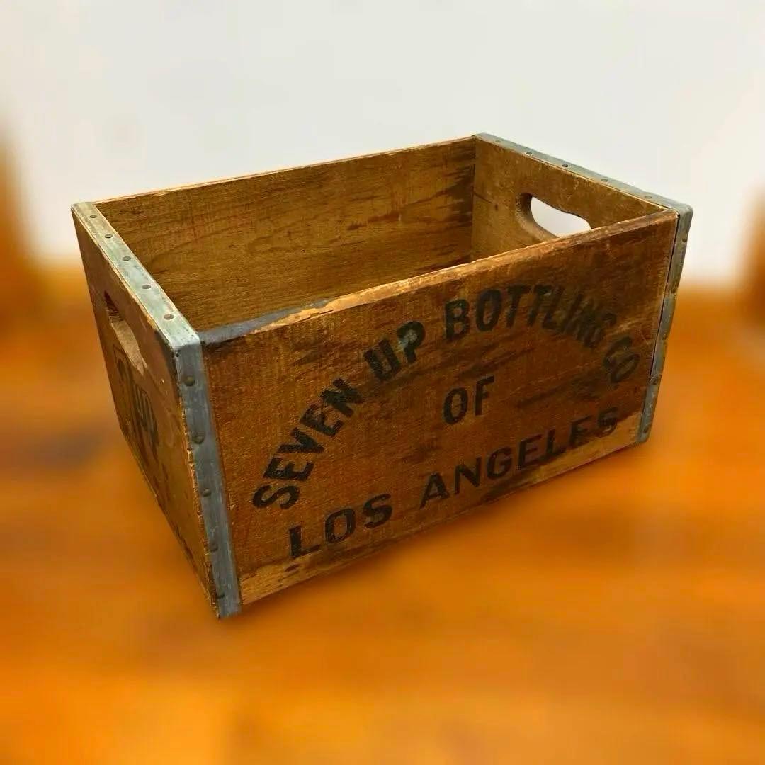 本物！ビンテージ 7UP 木箱1960〜70s ロサンゼルス工場　収納　アメカジ