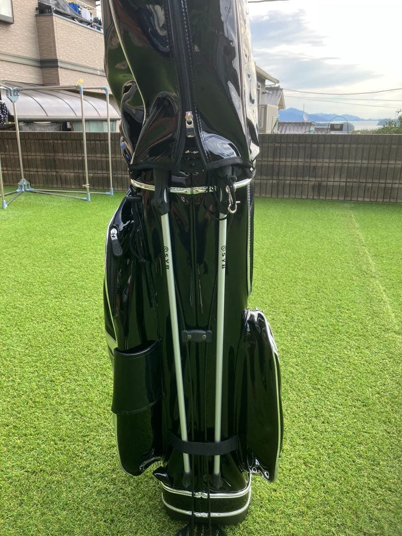 SYB ゴルフキャディーバック黒 シルバー　エナメル素材