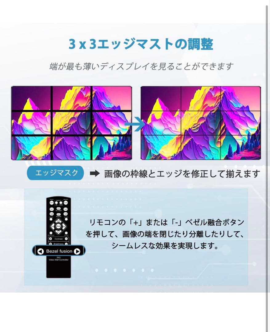 3x3 HDMI ビデオウォールコントローラー