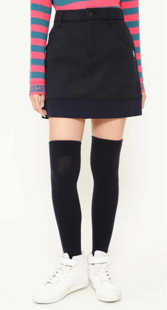 ★パーリーゲイツPEARLYGATESセーターフリーススカート新品未使用ネイビー