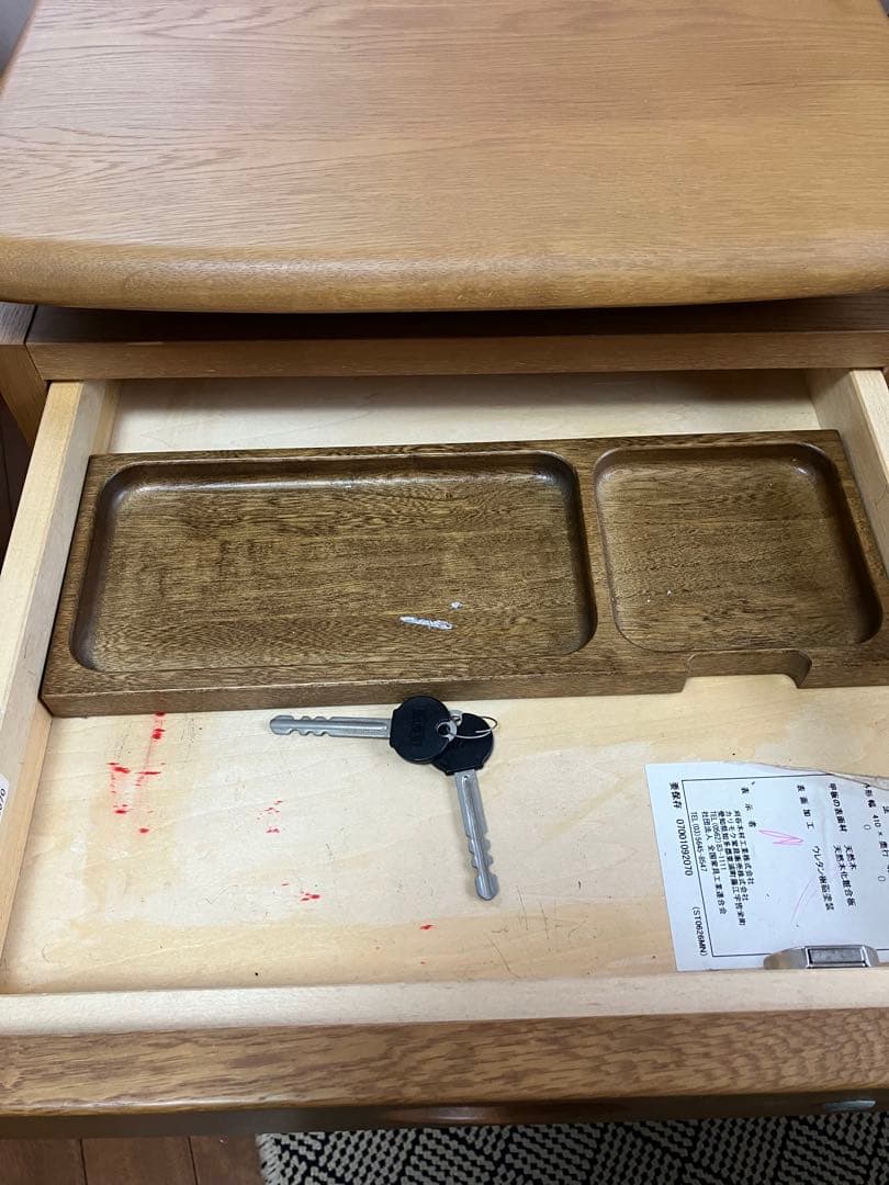★なりこ★カリモク学習机　ハート型取っ手の木製ワゴン　脇机　袖机