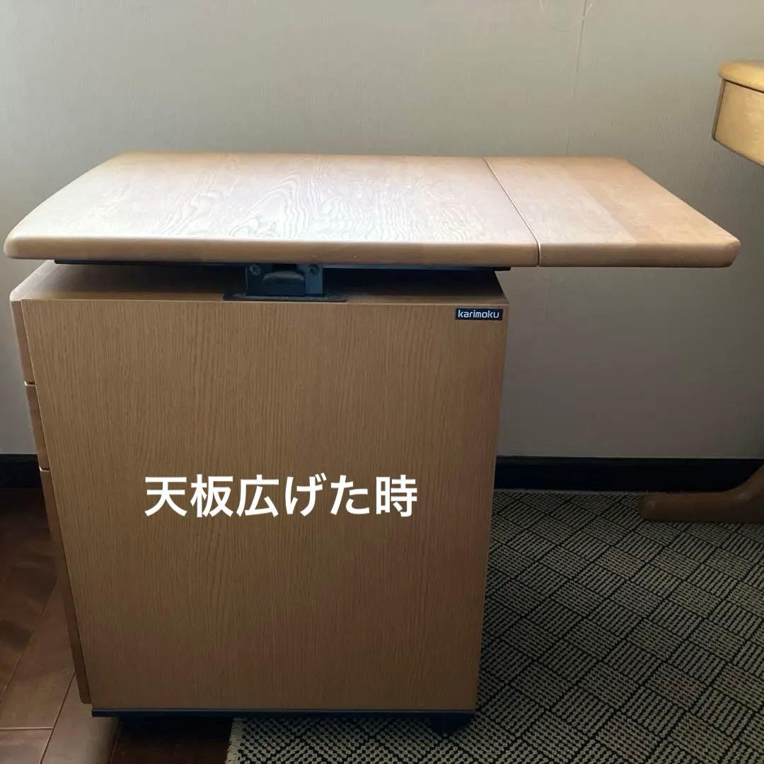 ★なりこ★カリモク学習机　ハート型取っ手の木製ワゴン　脇机　袖机