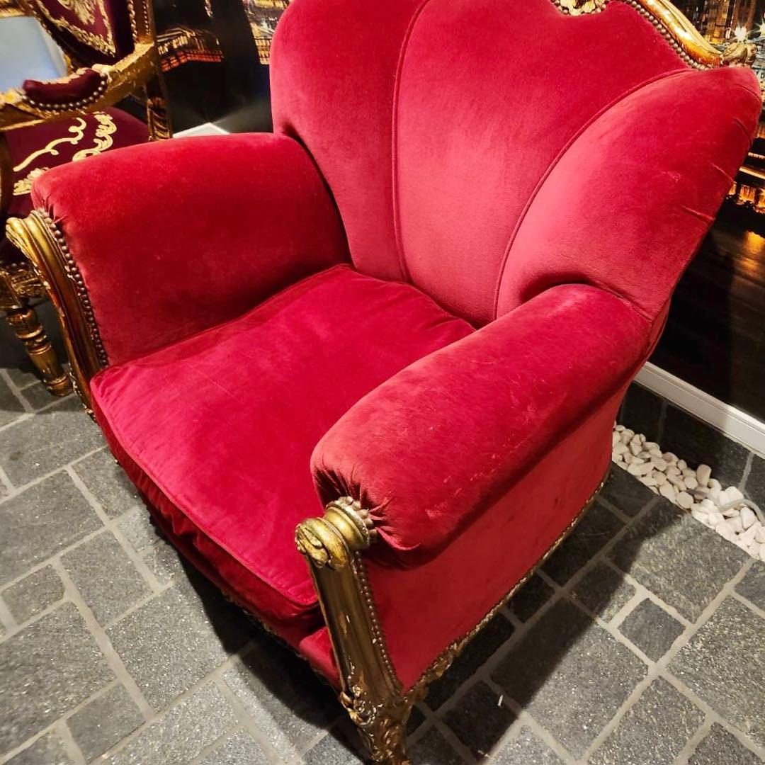 ノットアンティークス　シングルソファ エンペラーズチェア　ロココ　彫刻