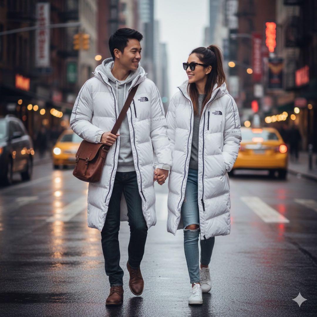 【海外限定】ノースフェイス　ロングダウン　メンズM　　白