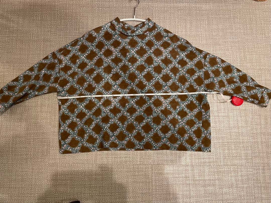 ミナペルホネン　petal checkウール　ロールカラーブラウス