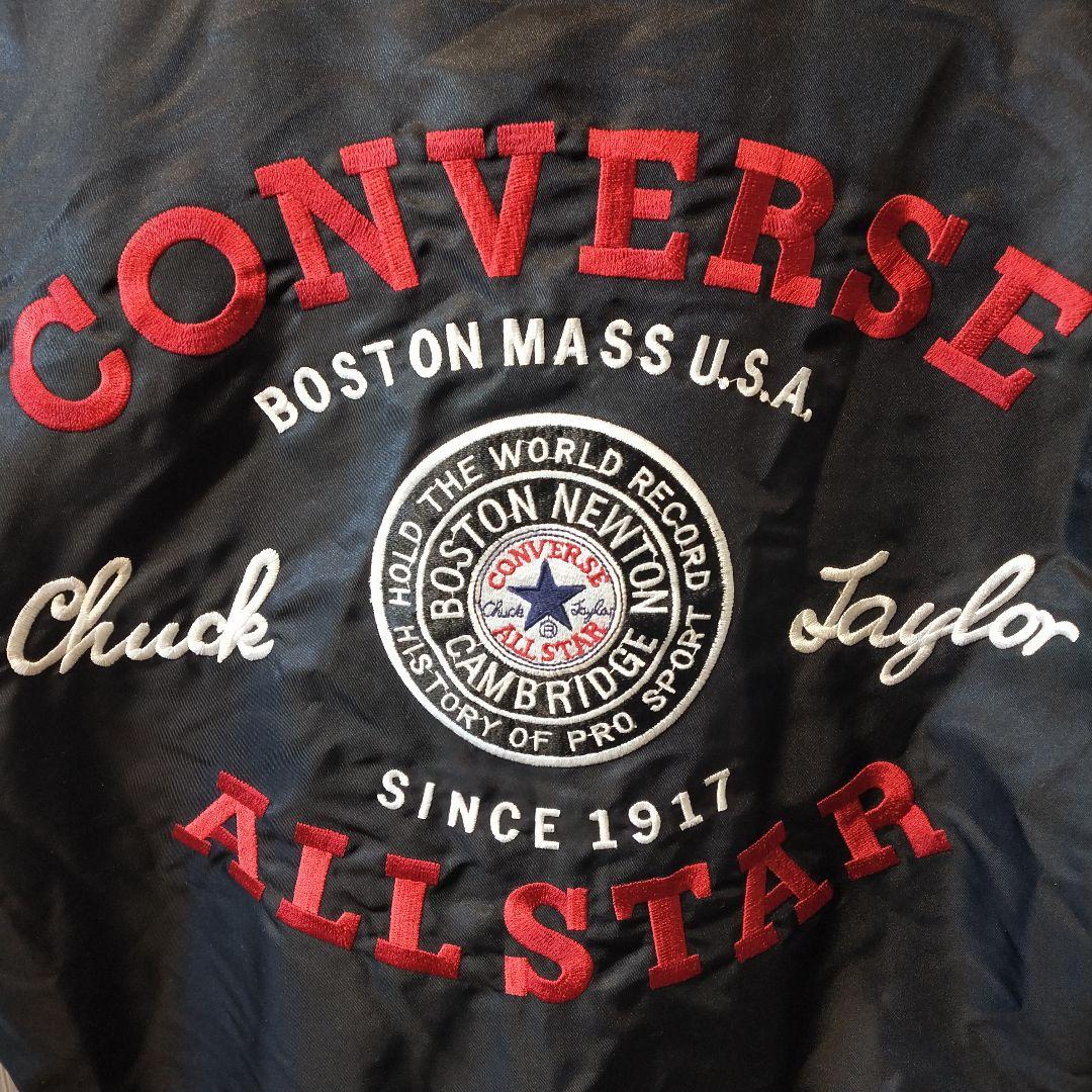 美品】90S CONVERSE スタジャン ブラック 刺繍　アーチロゴ　デカロゴ