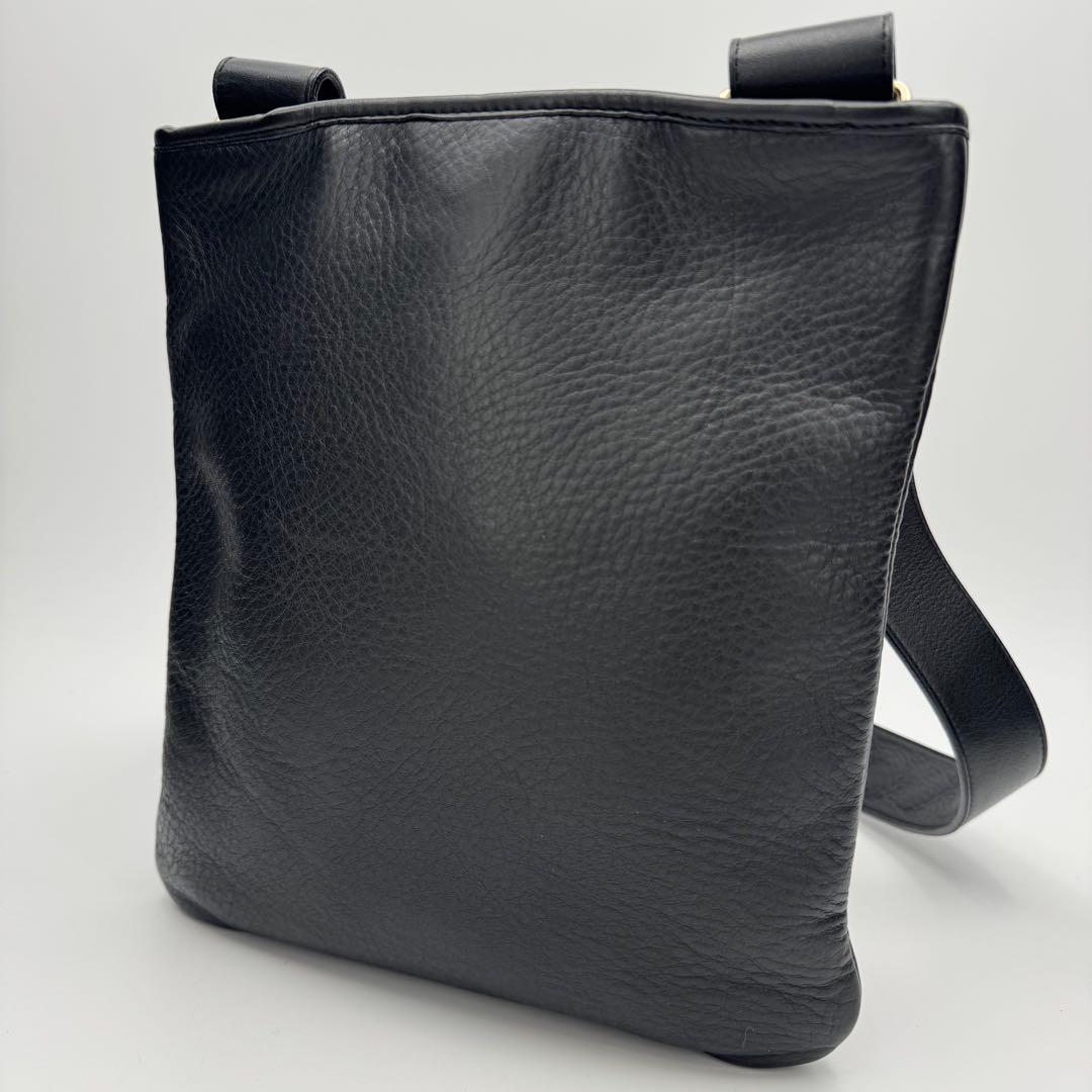 美品 イヴサンローラン レザー エンボスロゴ ショルダーバッグ ボディバッグ 黒