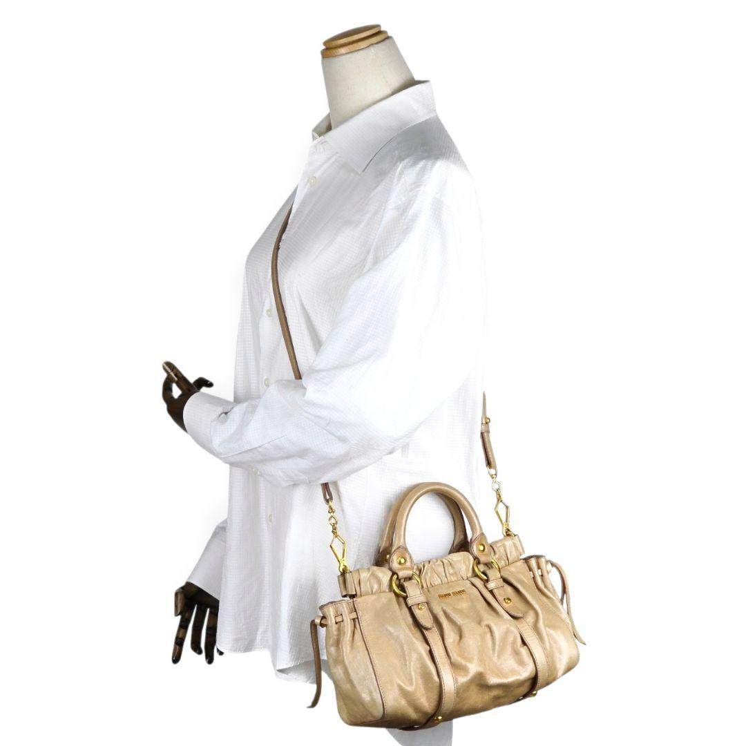 美品 ミュウミュウ ヴィテッロ ルクス リボン ハンドバッグ ショルダーバッグ