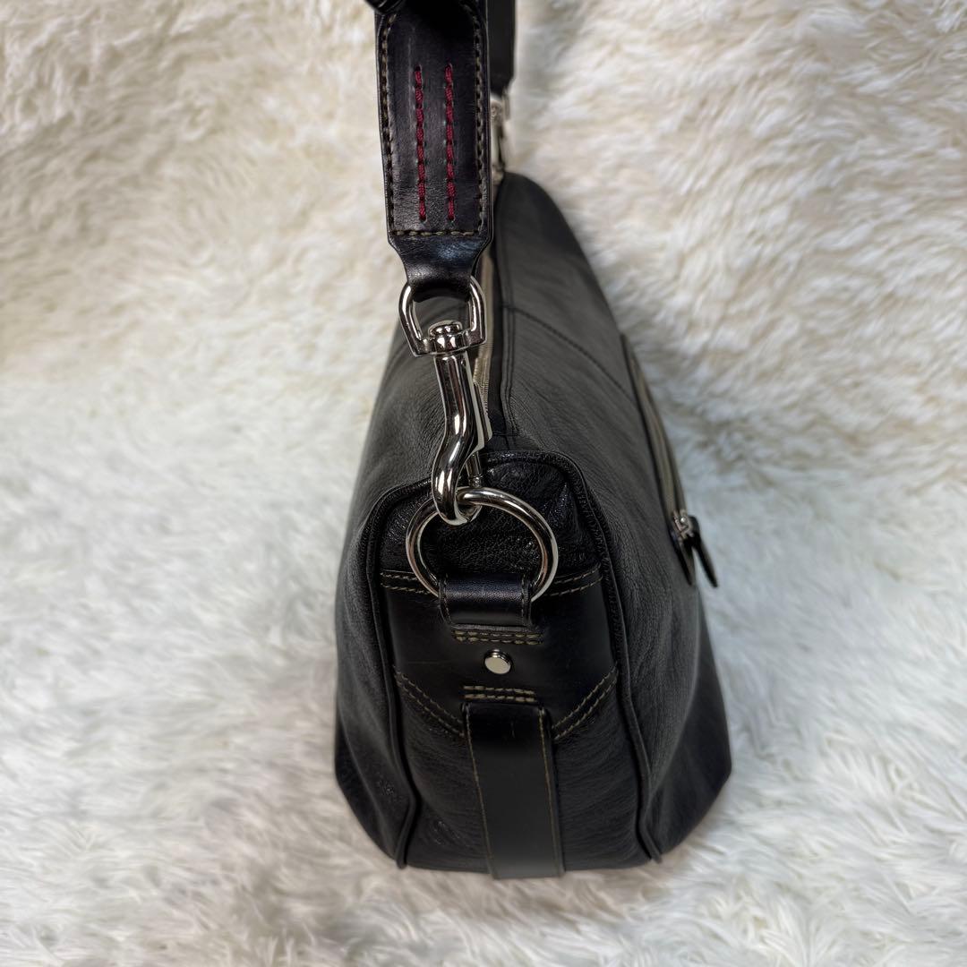 【美品】ソメスサドル ショルダーバッグ メッセンジャーバッグ レザー ブラック