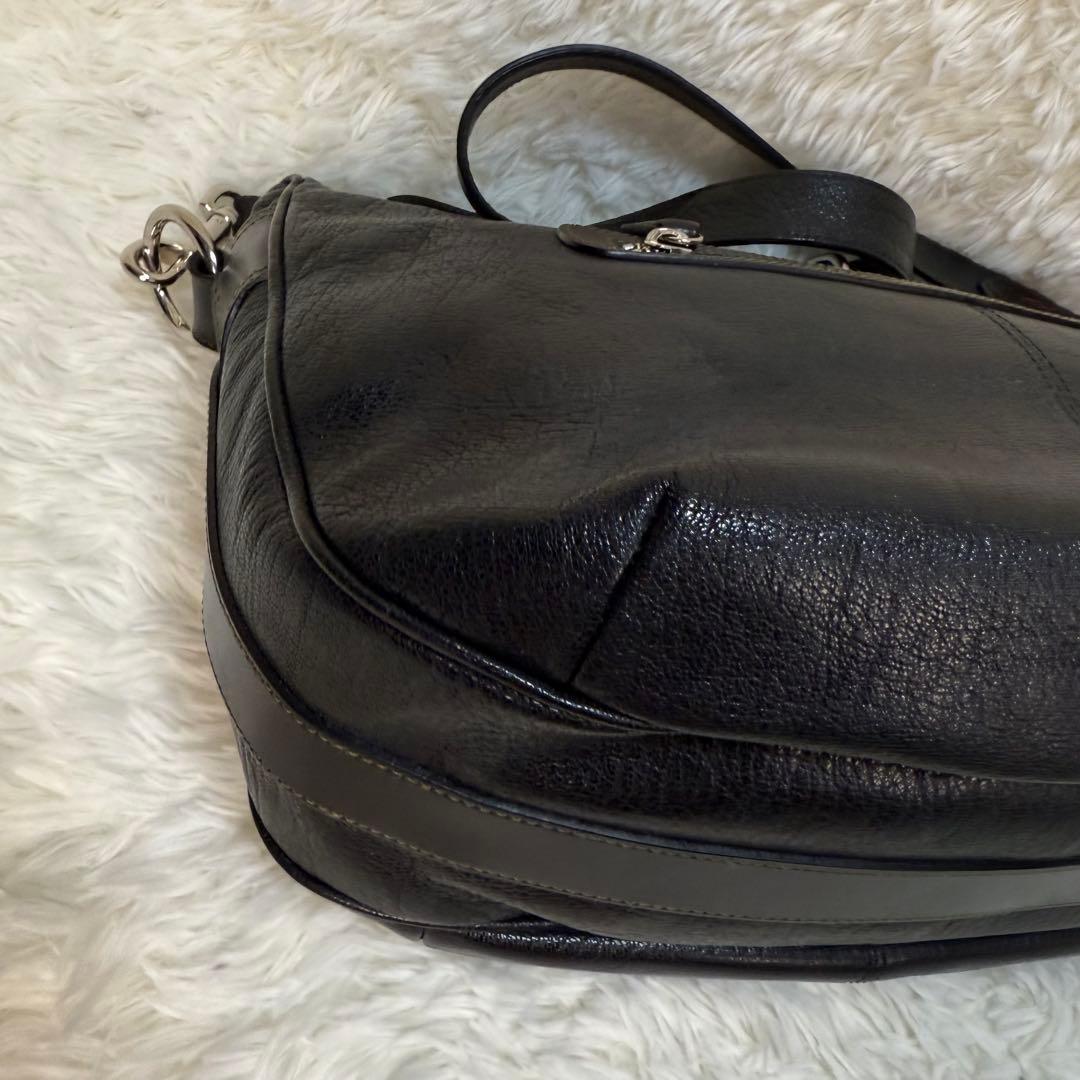 【美品】ソメスサドル ショルダーバッグ メッセンジャーバッグ レザー ブラック