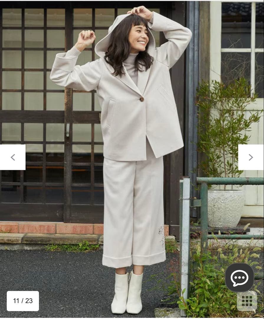 23区Sウールカシミヤビーバー フード付き ショートコート 34 ライトベージュ