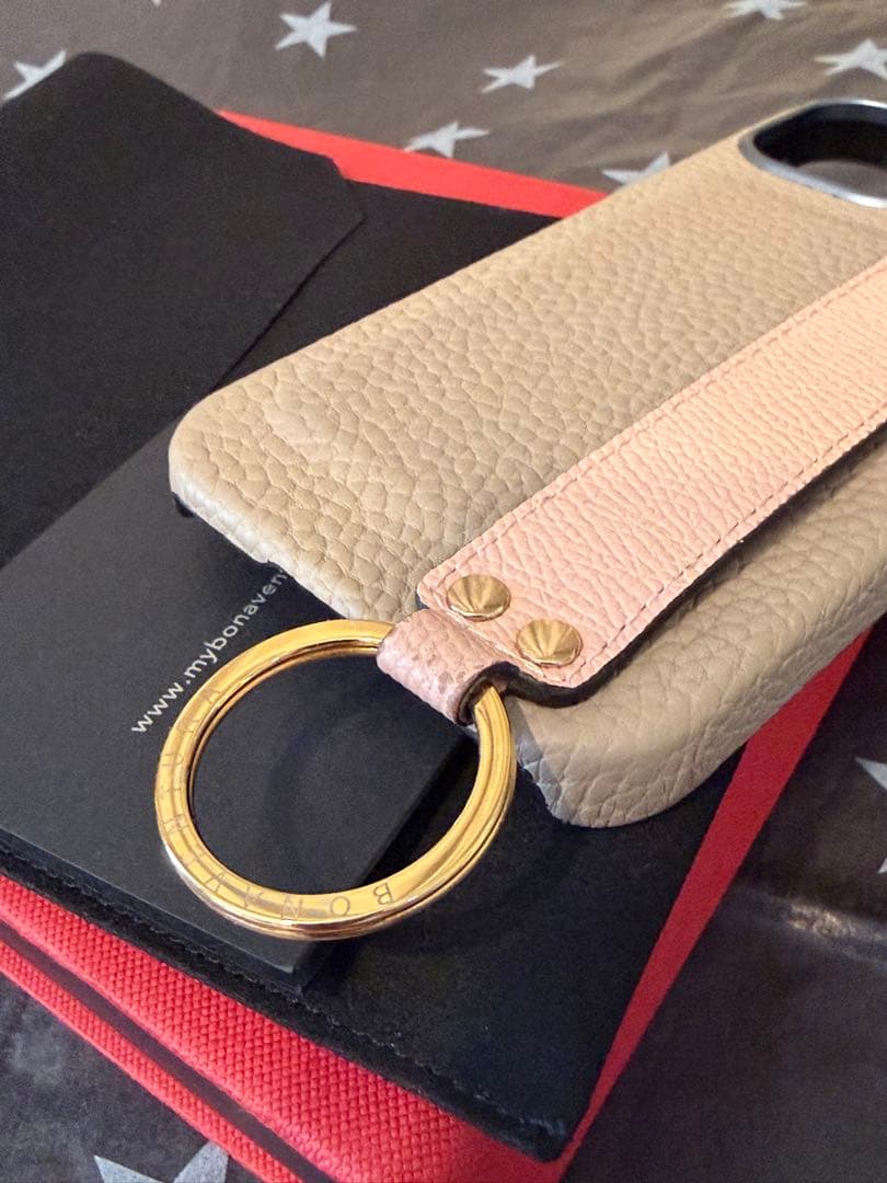 ボナベンチュラ♡iPhone15ケース♡美品♡グレージュ×シェル