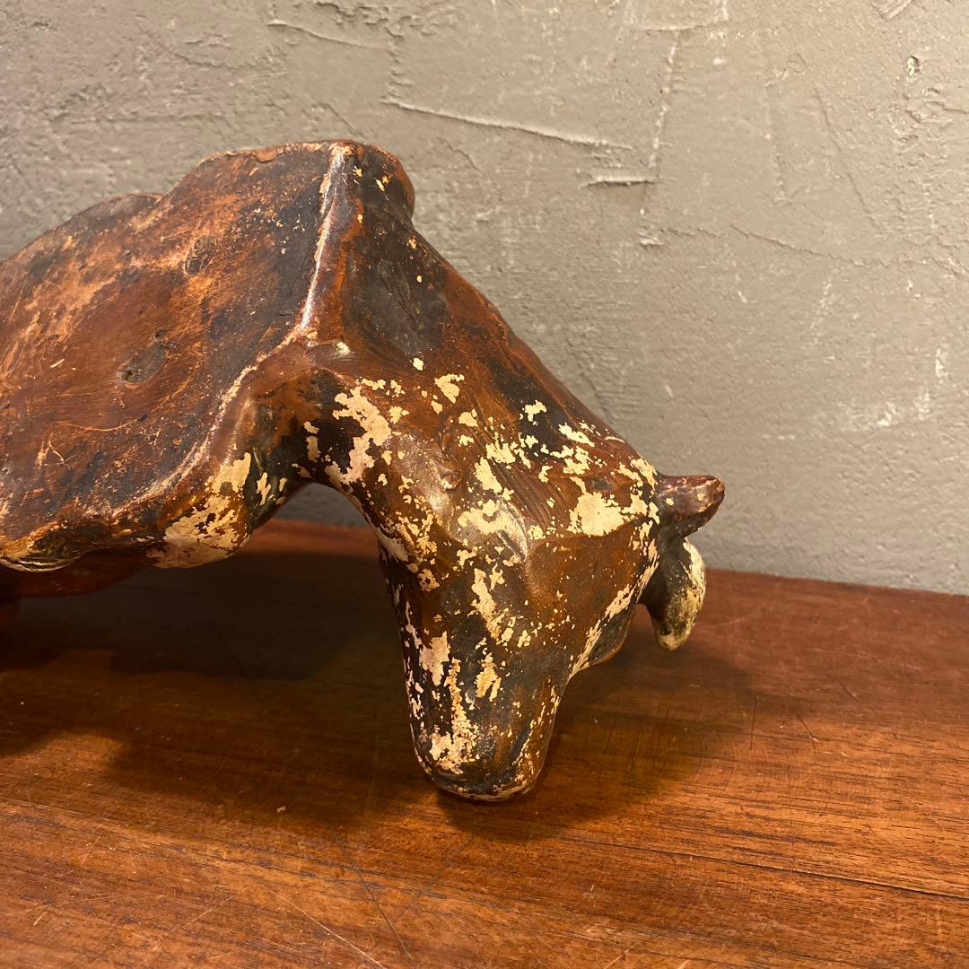 骨董品 陶古園 牛の置物 オブジェ 時代物 コレクション オブジェ