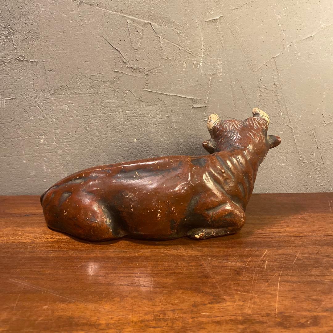 骨董品 陶古園 牛の置物 オブジェ 時代物 コレクション オブジェ