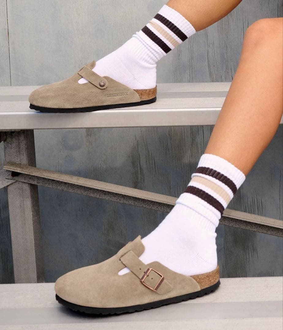 ベージュ スエード バックストラップ サボ