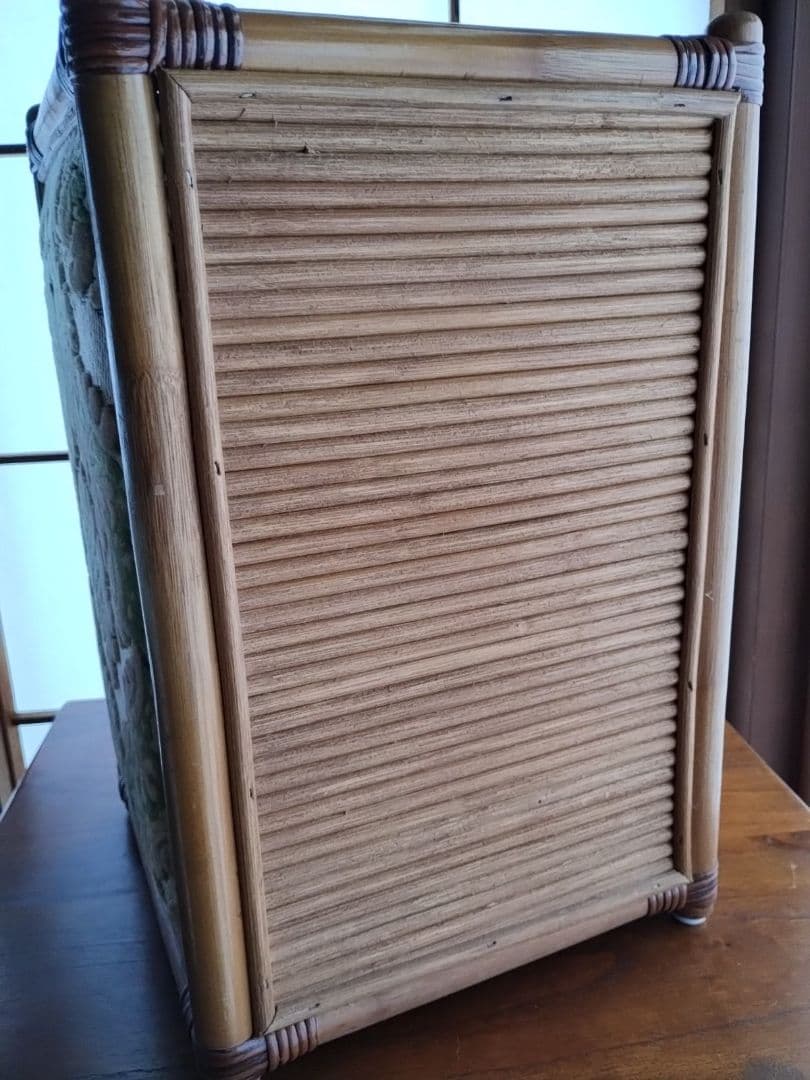 昭和レトロ ラタン ごみ箱 籐家具 バスケット 収納ケース 木製 ダストボックス