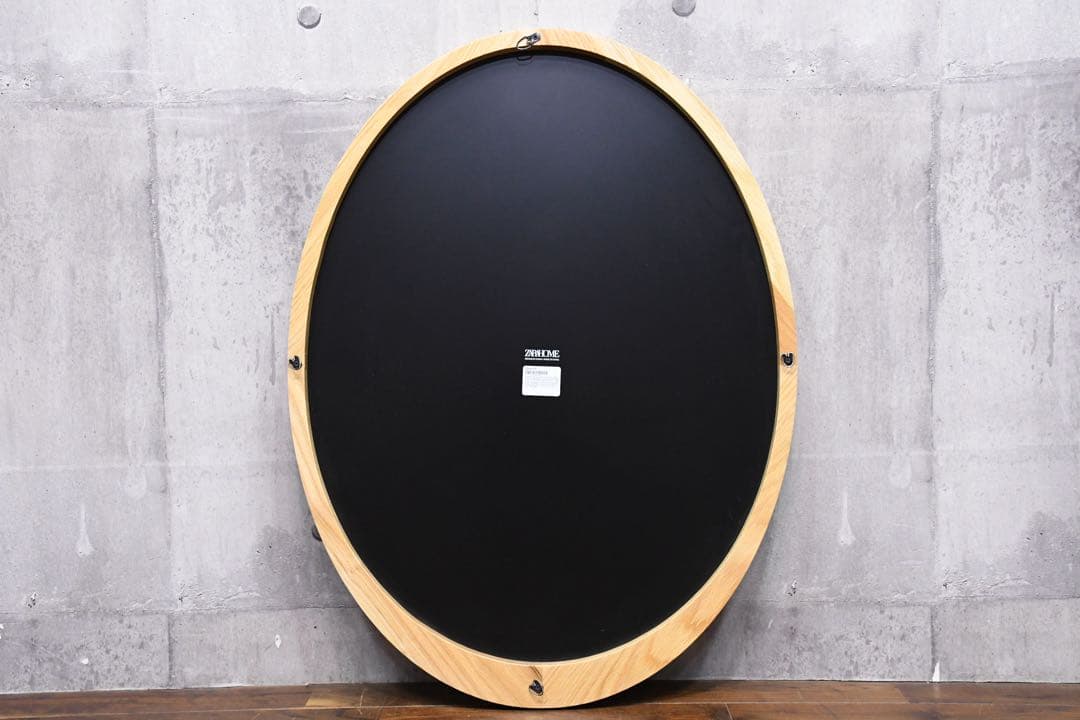 EHK19 未使用品 ザラホーム ウォールミラー オーバル型 ウッドフレーム