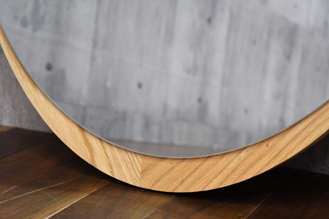 EHK19 未使用品 ザラホーム ウォールミラー オーバル型 ウッドフレーム