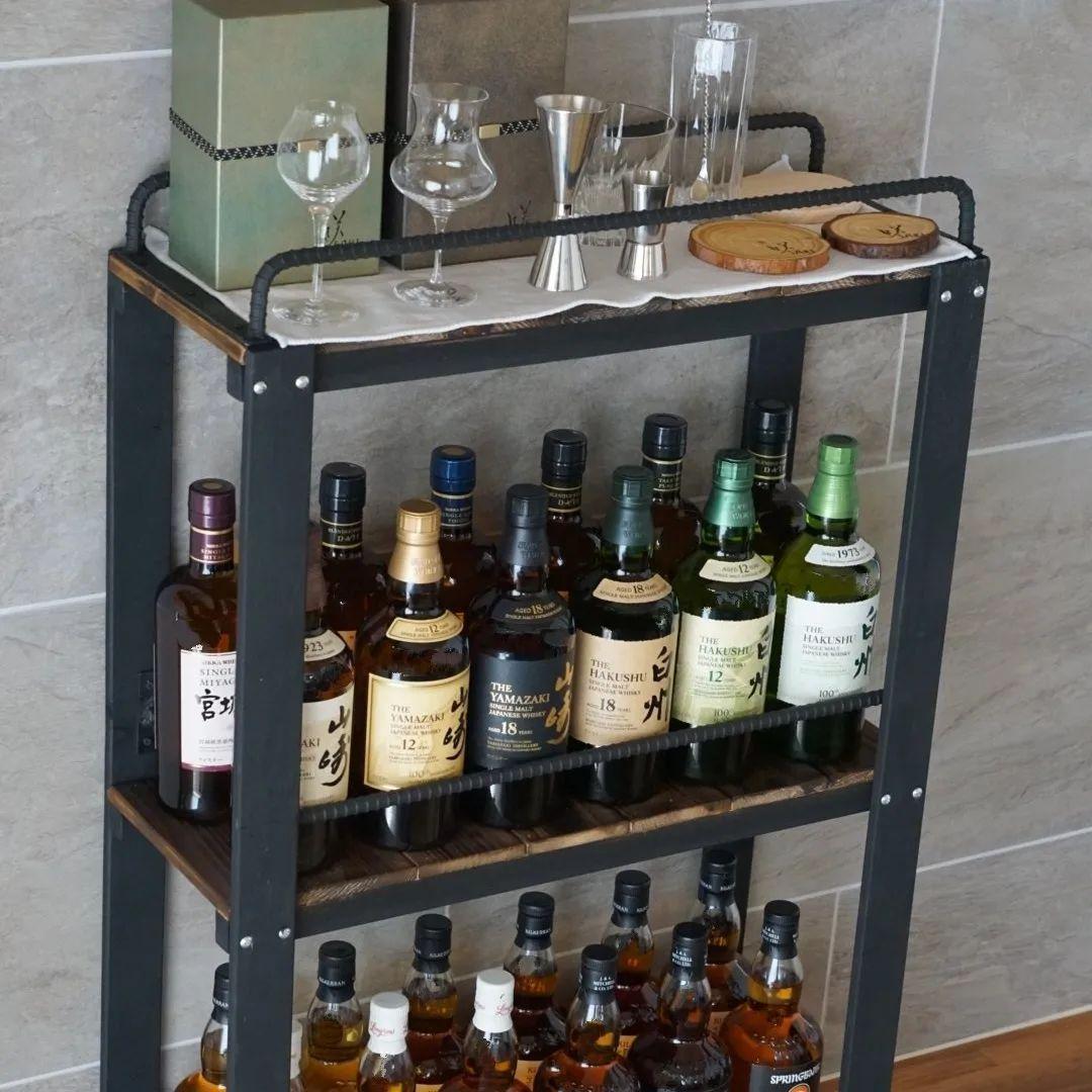 ウィスキーラック　男前インテリア　棚　インダストリアル　収納　お酒　多肉 915