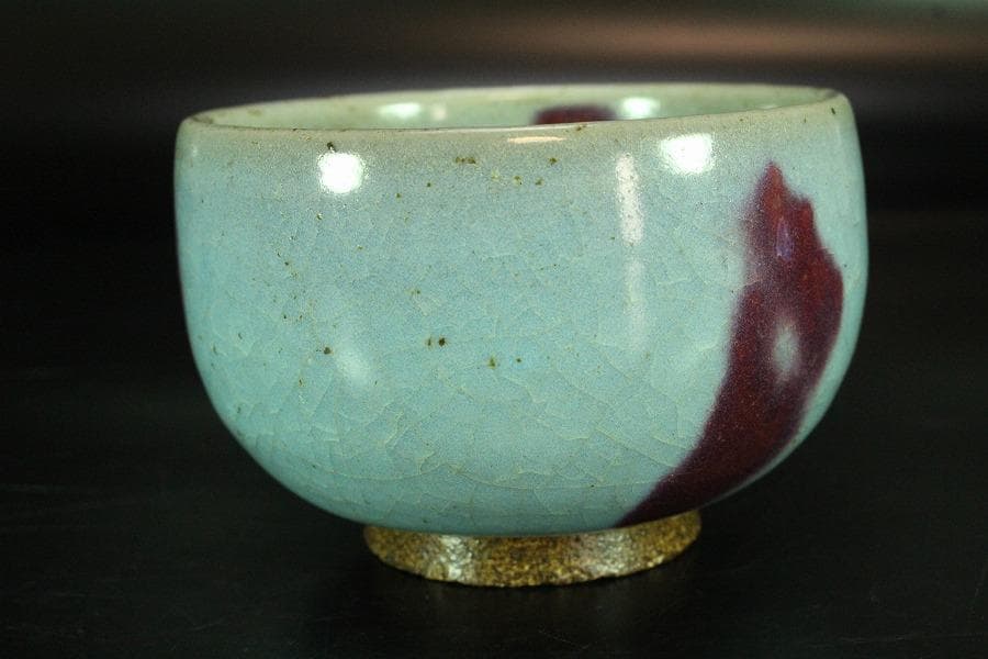 中国美術 鈞窯 斑紫釉 碗 φ10.5cm 古渡 茶道具伝来(K-YC351)