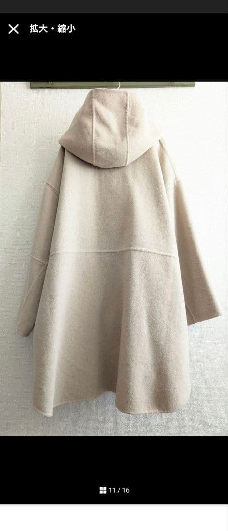 【美品】SHIPS any フード付　リバーウール混コート　ゆったりサイズ