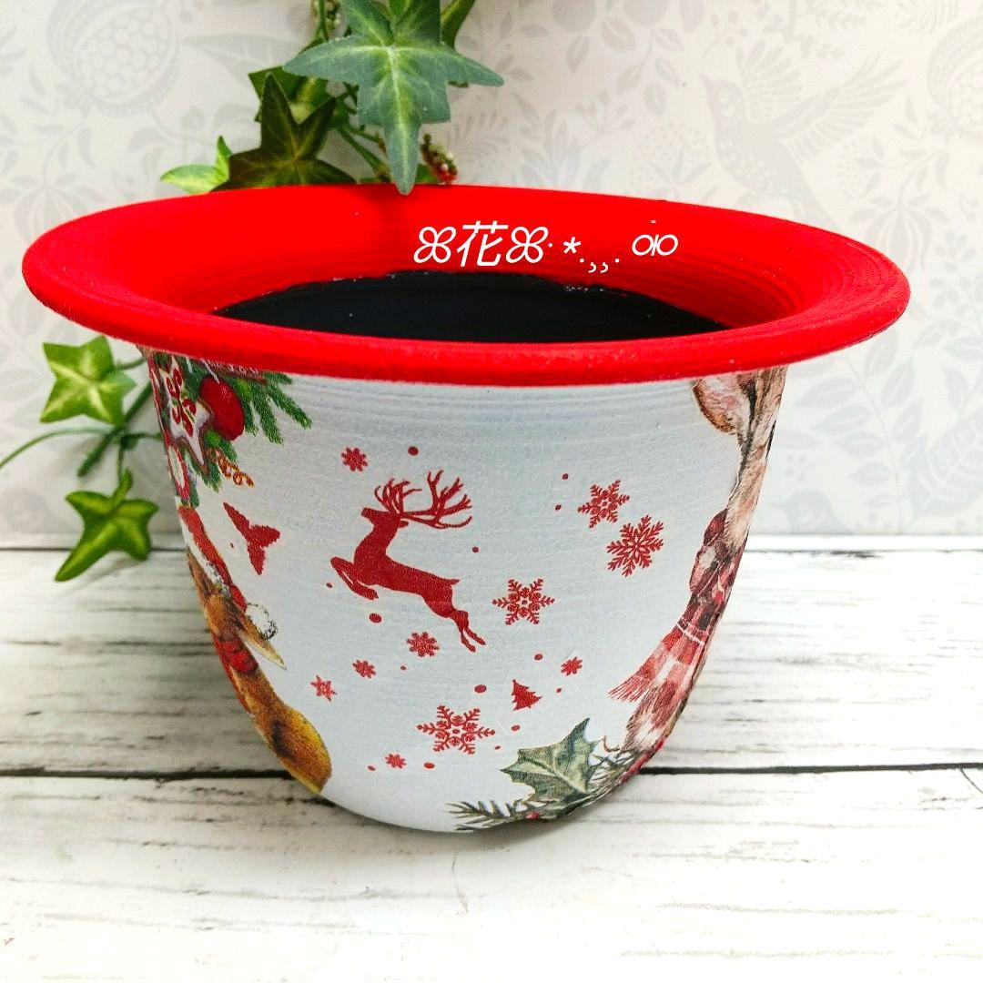 ❤︎sale❤︎デコパージュꔛ‬ꕤ リメイク鉢♡うさぎ♡ガーデン♡インテリア雑貨