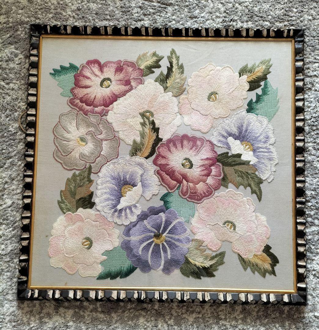 戸塚刺繍　花柄刺繍アート フレーム付き
