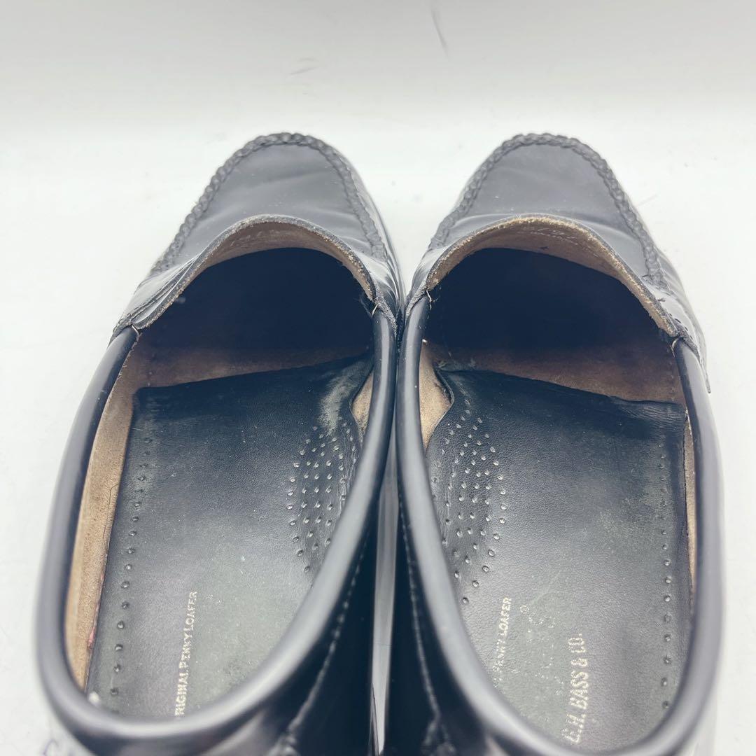 アッパー美品✨ジーエイチバス ローガン ペニーローファー ガラスレザー 黒 9