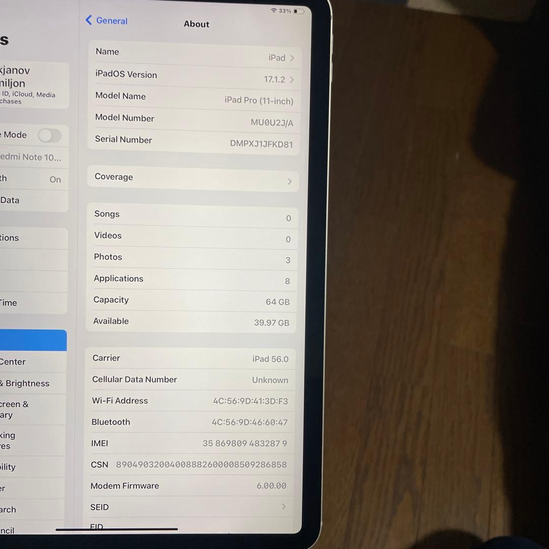 iPad本体 Ipad pro (11-inch)