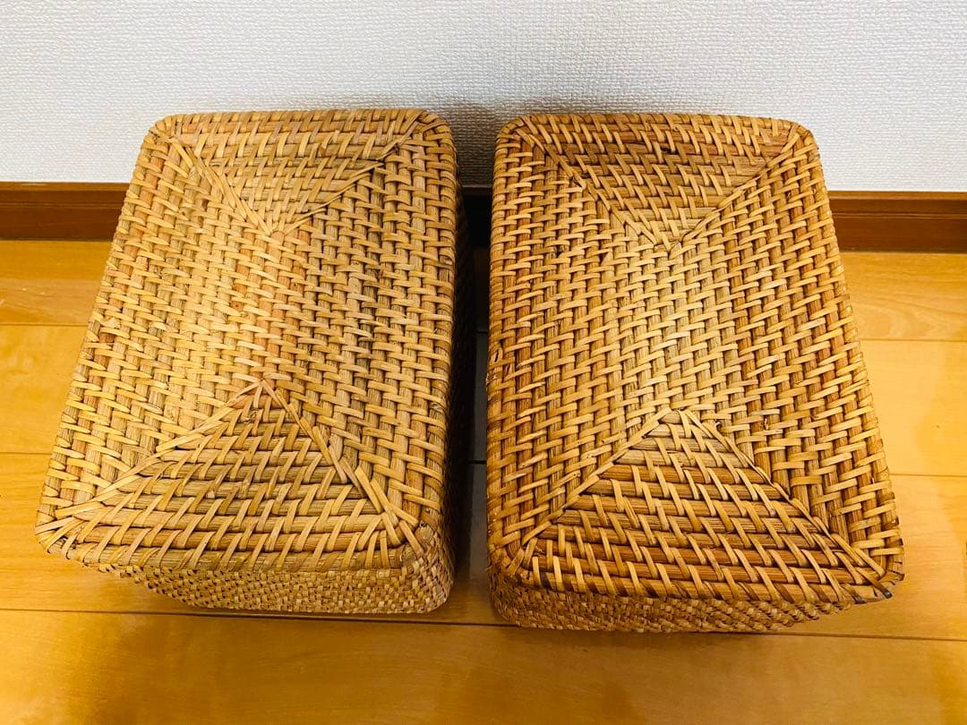 無印良品 ラタンボックス　セット　重なるラタンバスケット