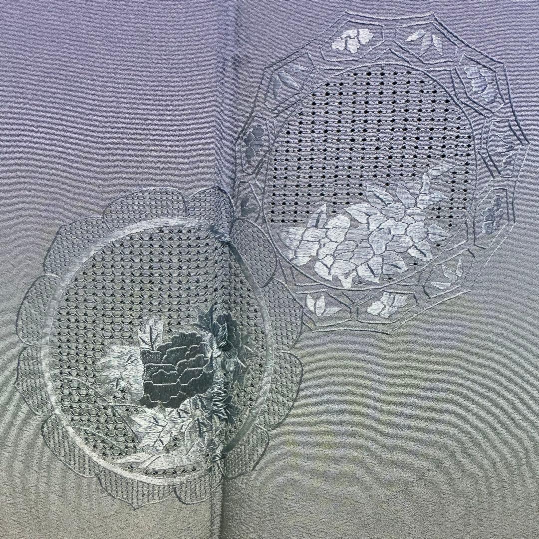 D201訪問着　汕頭・蘇州刺繍　総刺繍　正絹　着物　袷　しつけ糸付き未使用極美品