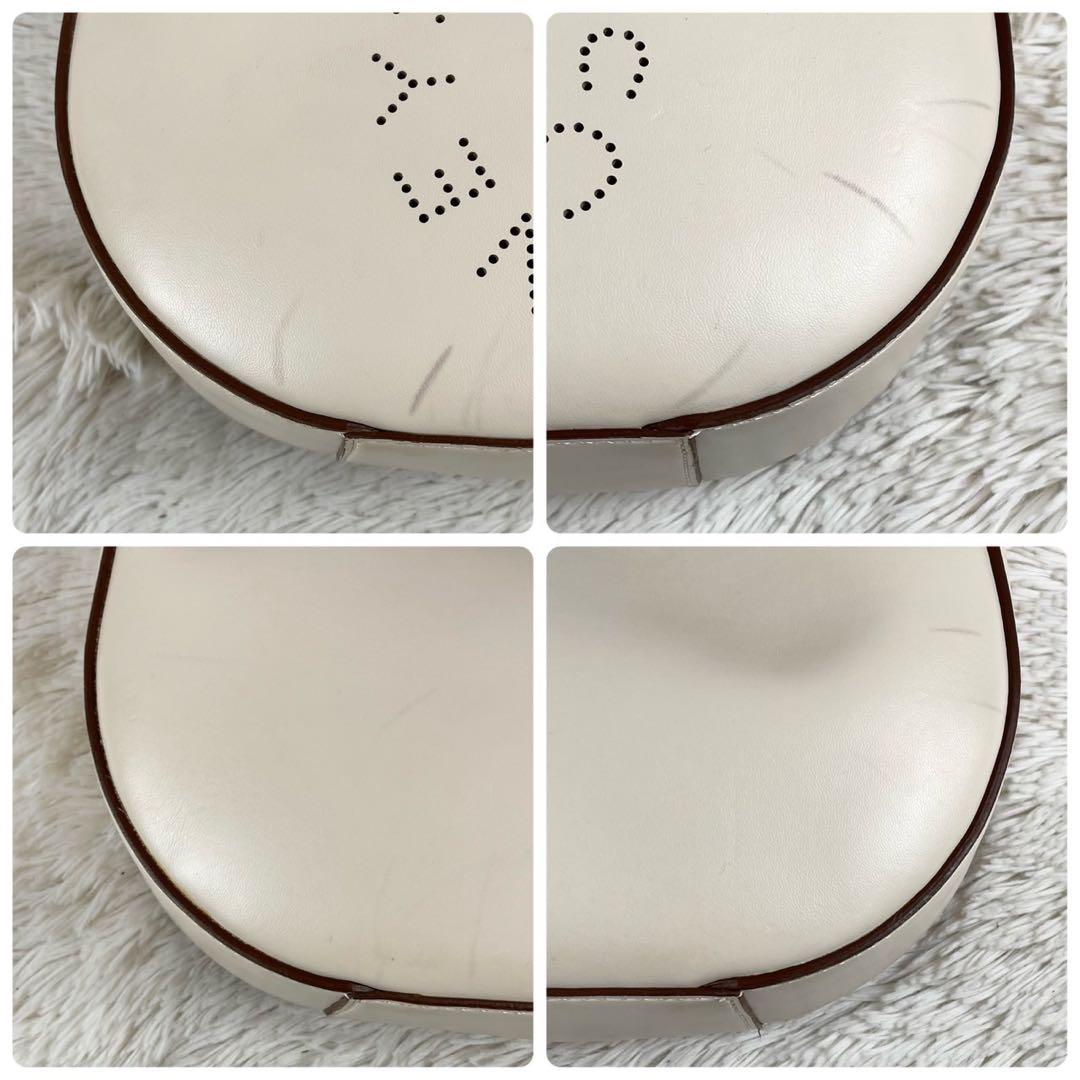 美品 ステラマッカートニー レザー トートバッグ パンチング ハーフムーン 白