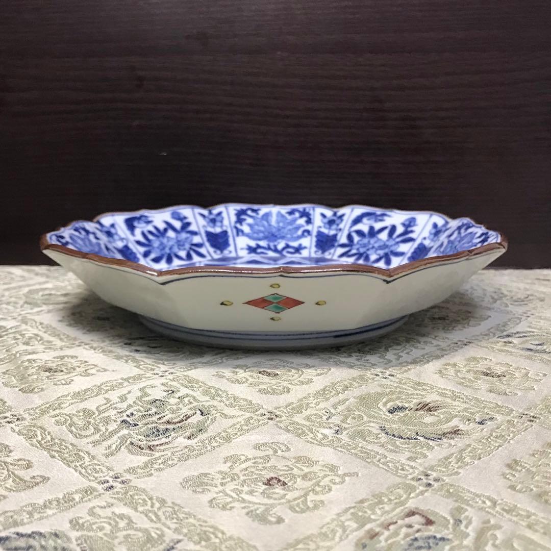 未使用保管品✨清水焼 雲泉 染付間取草花紋 八角皿✨皿 加藤雲泉 中皿 雲泉