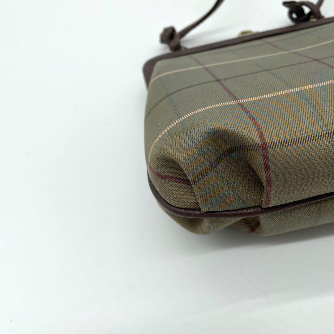 【極美品】バーバリー　ショルダーバッグ　がま口　ホースロゴ　キャンバス　玉虫色