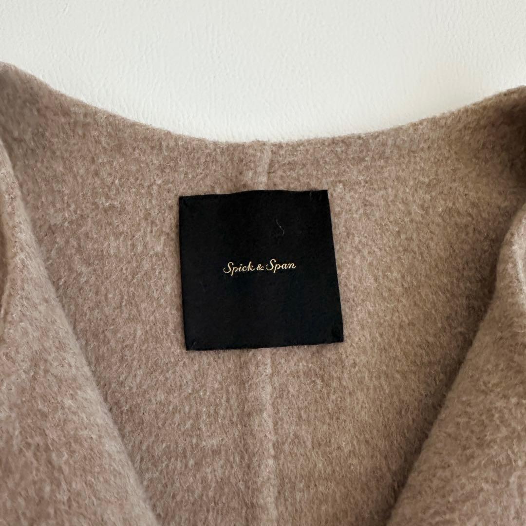 Spick & Span ノーカラーリバーコート ミドル丈 ウール ベージュ