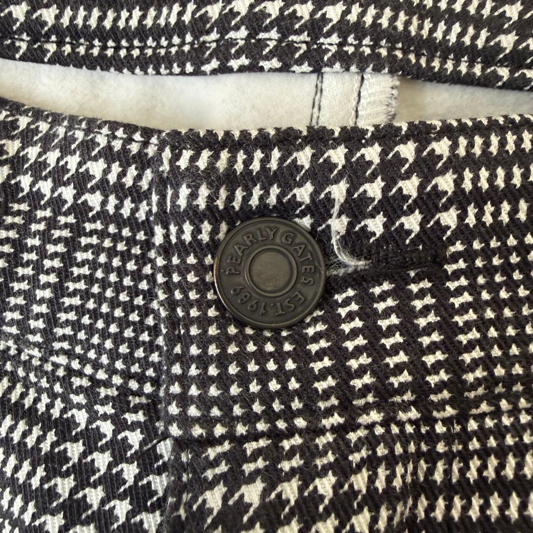 防寒　裏地付き　パーリーゲイツ　パンツ　M〜L相当　チェック　千鳥格子　黒　白