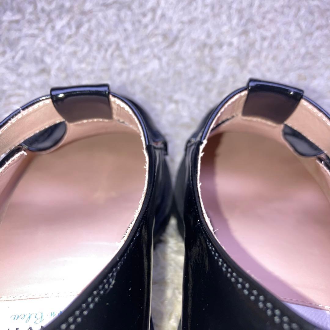 『未使用級』ランバンオンブルー Tストラップ ローファー 厚底　ブラック　24