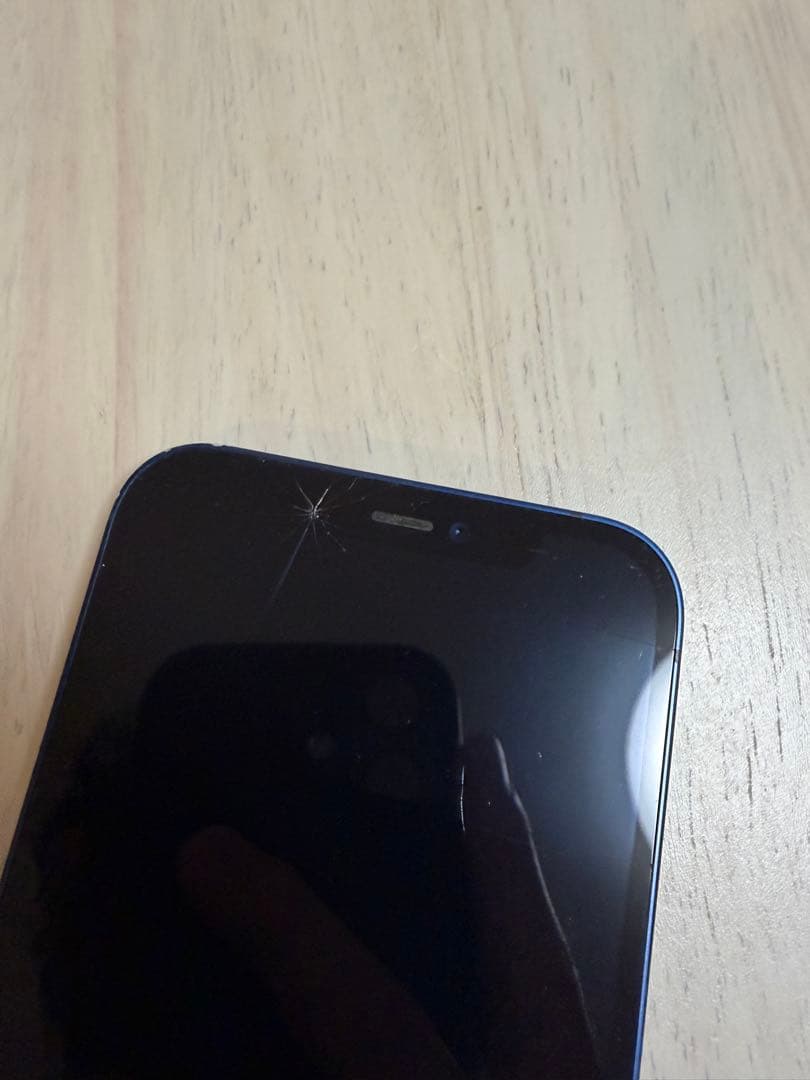 Apple iPhone 12 本体 ブルー 画面ひび割れあり