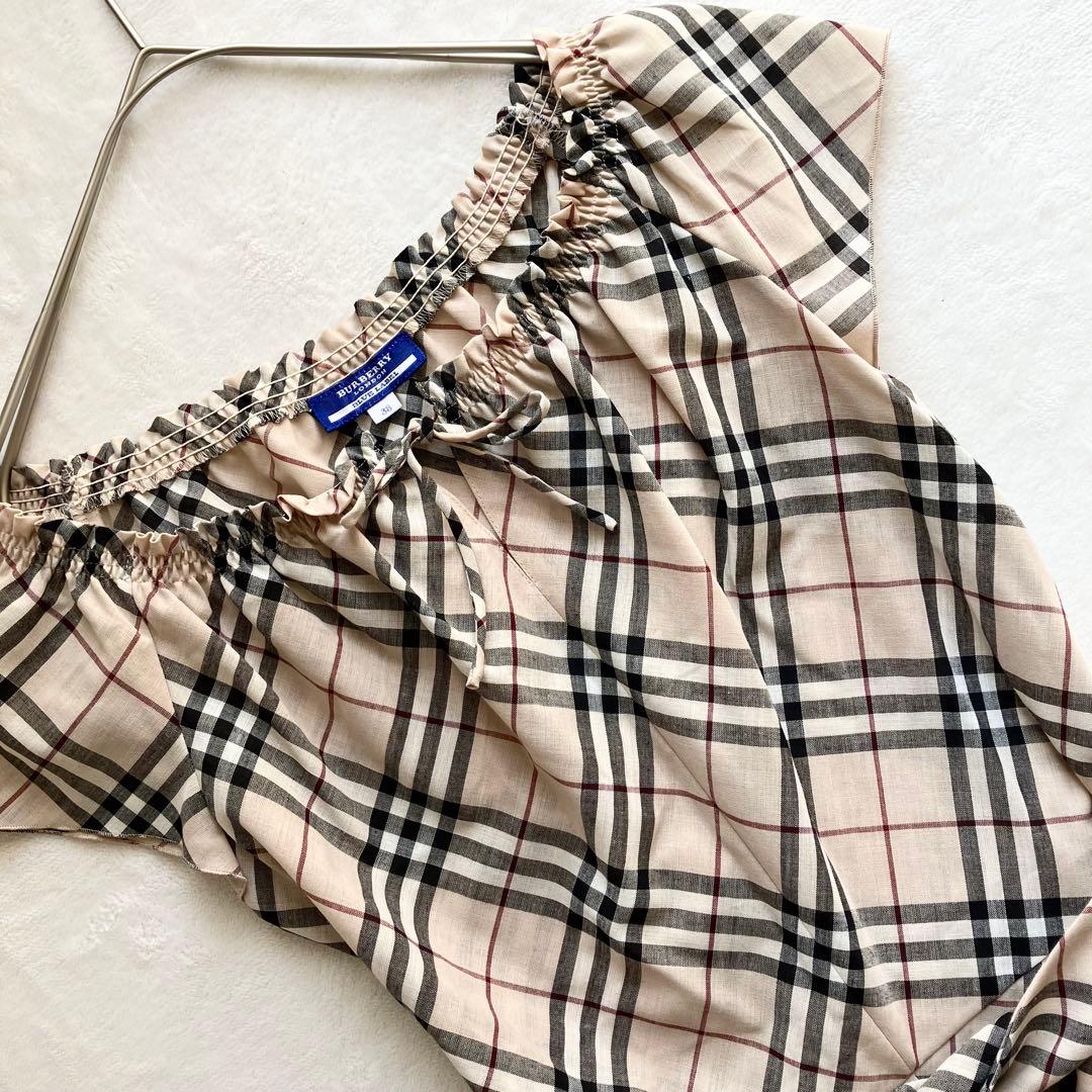 【未使用級】バーバリーブルーレーベル ノバチェック 総柄 ワンピース ベルト付