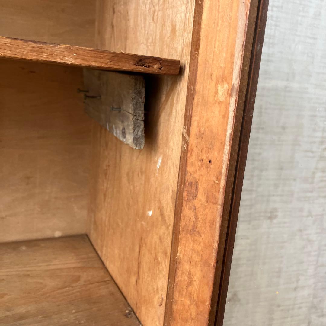 昭和レトロ 古家具 ガラス戸 木製キャビネット 食器棚 飾り棚 サイドボード古材