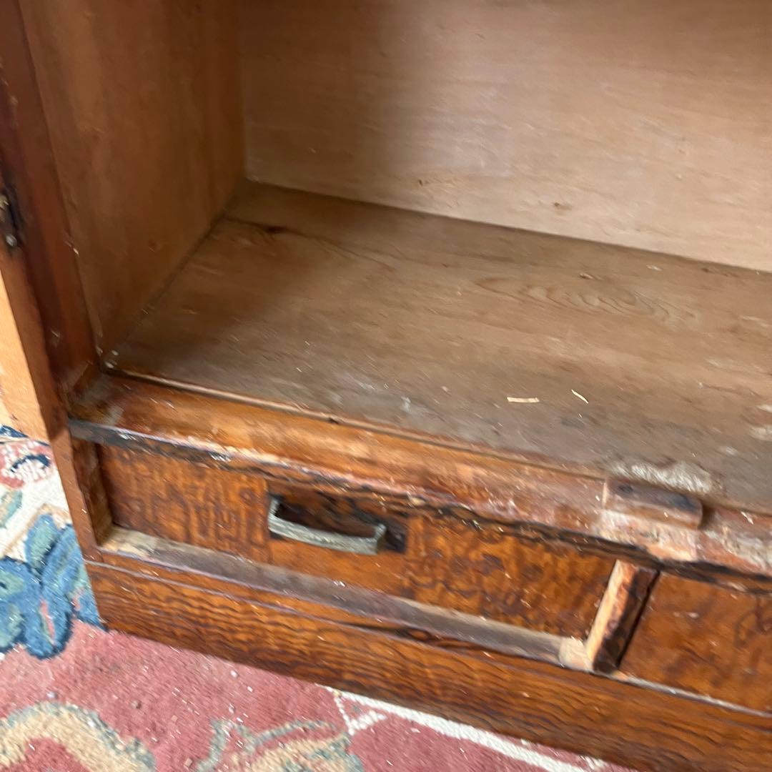 昭和レトロ 古家具 ガラス戸 木製キャビネット 食器棚 飾り棚 サイドボード古材