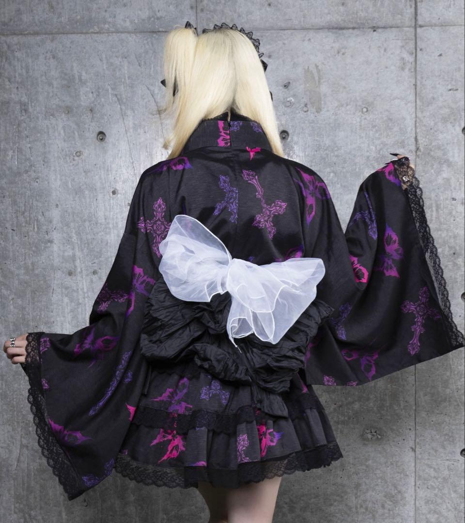 Amilige クロス蝶々総柄浴衣ワンピース＋帯セット