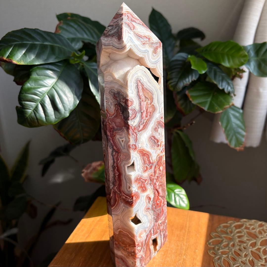 高品質 天然石 メキシカンクレージーレースアゲート タワー約23センチ