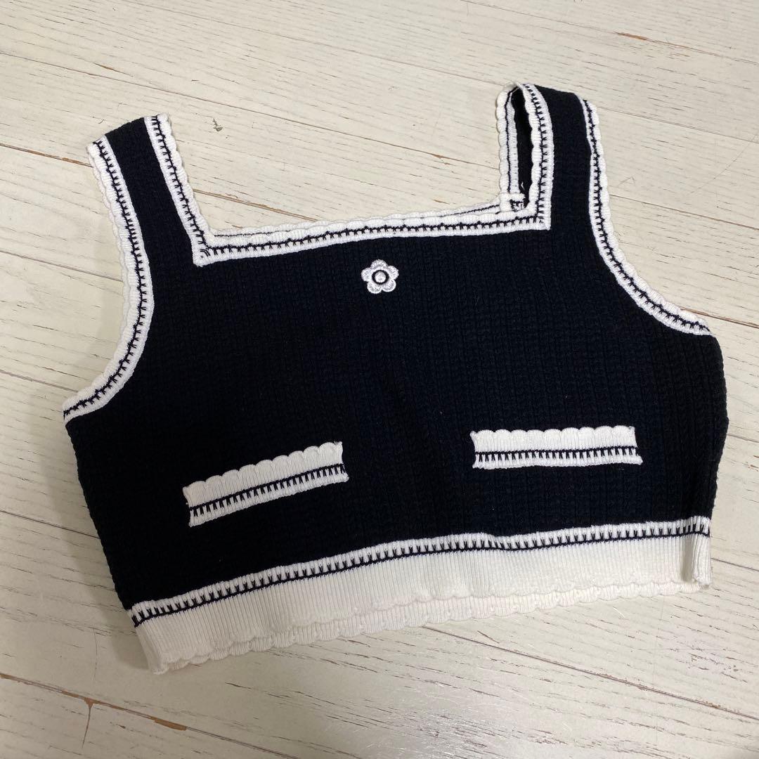 【★☆★】バイカラーパフニットカーディガンセット