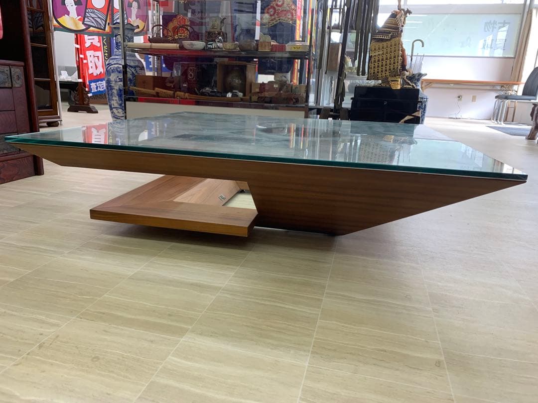 モダンガラス木製センターテーブル