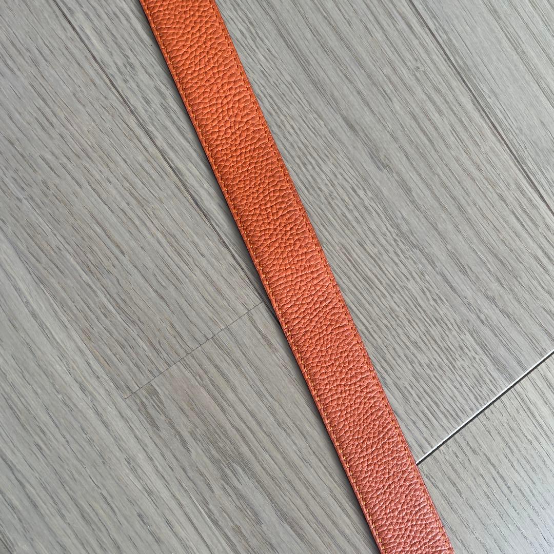美品！HERMES オレンジ レザーベルト ゴールドバックル(新品)