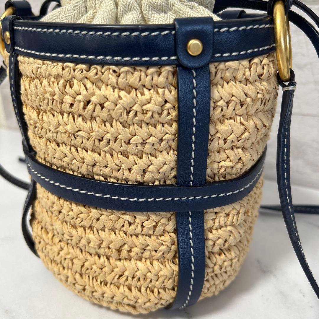 美品　トリーバーチ　Miller Straw Mini Bucket Bag