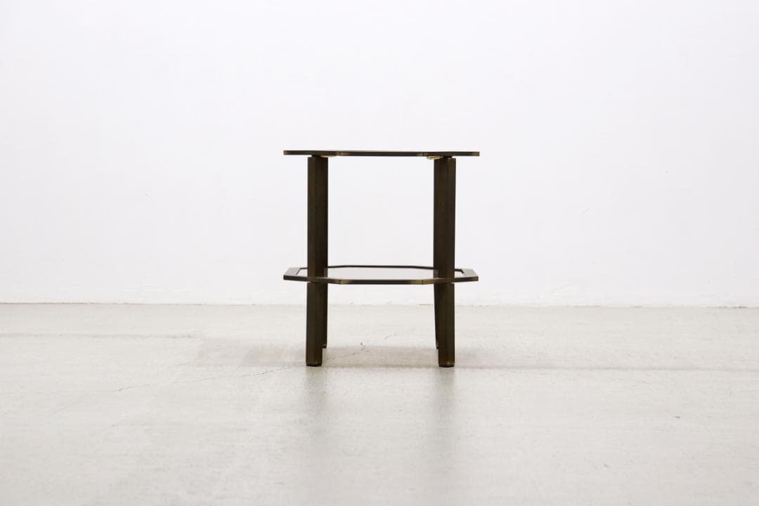 ヴィンテージ クラシカル オクタゴン アイアン ガラス サイドテーブル 花台